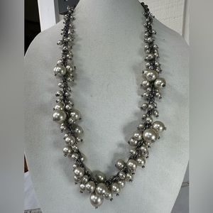 Long heavy champagne blush pearl rhinestone necklace